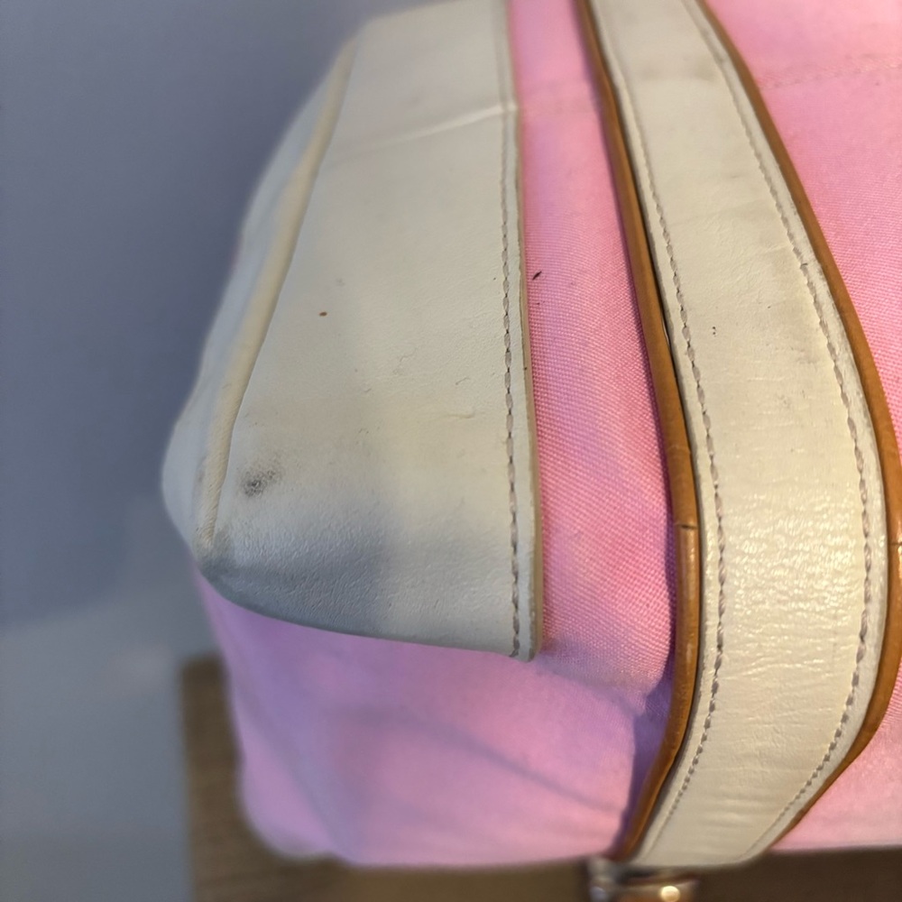 Vintage Y2K Coach Pink Canvas Hampton Spring Travel Tote Leather Trim - Picture 11 of 11